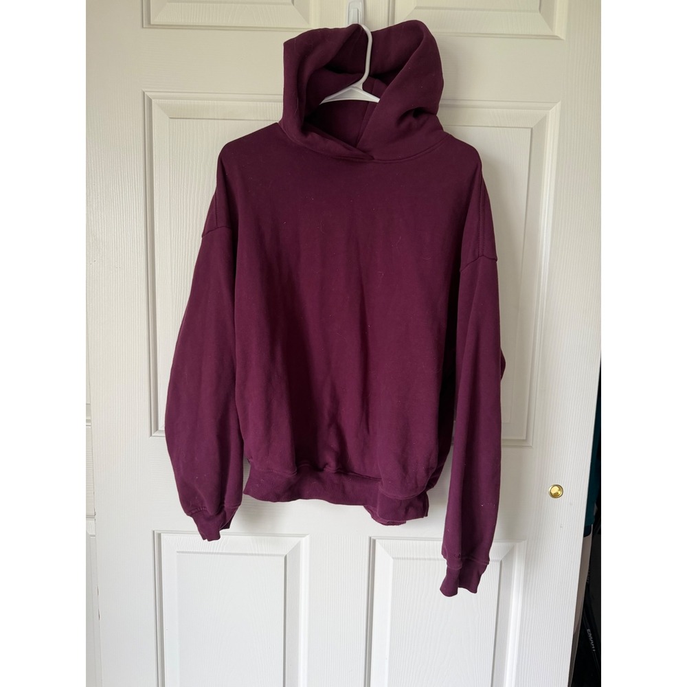Garage Women Oversized Hoodie Burgundy Plum Crossover Hood Sweatshirt XS